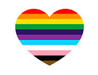 Inclusive heart with all the colors of the rainbow spectrum representing the LGBTQIA+ community.